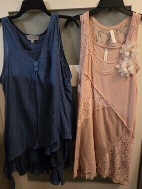 Dress Lot 2 Dress Crochet Floral Boho Stevie Nicks Tiered M L  10 12